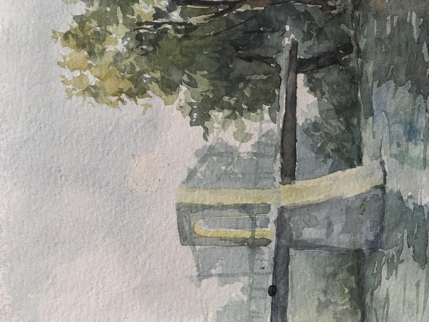 Watercolor painting City bridge Robets D.