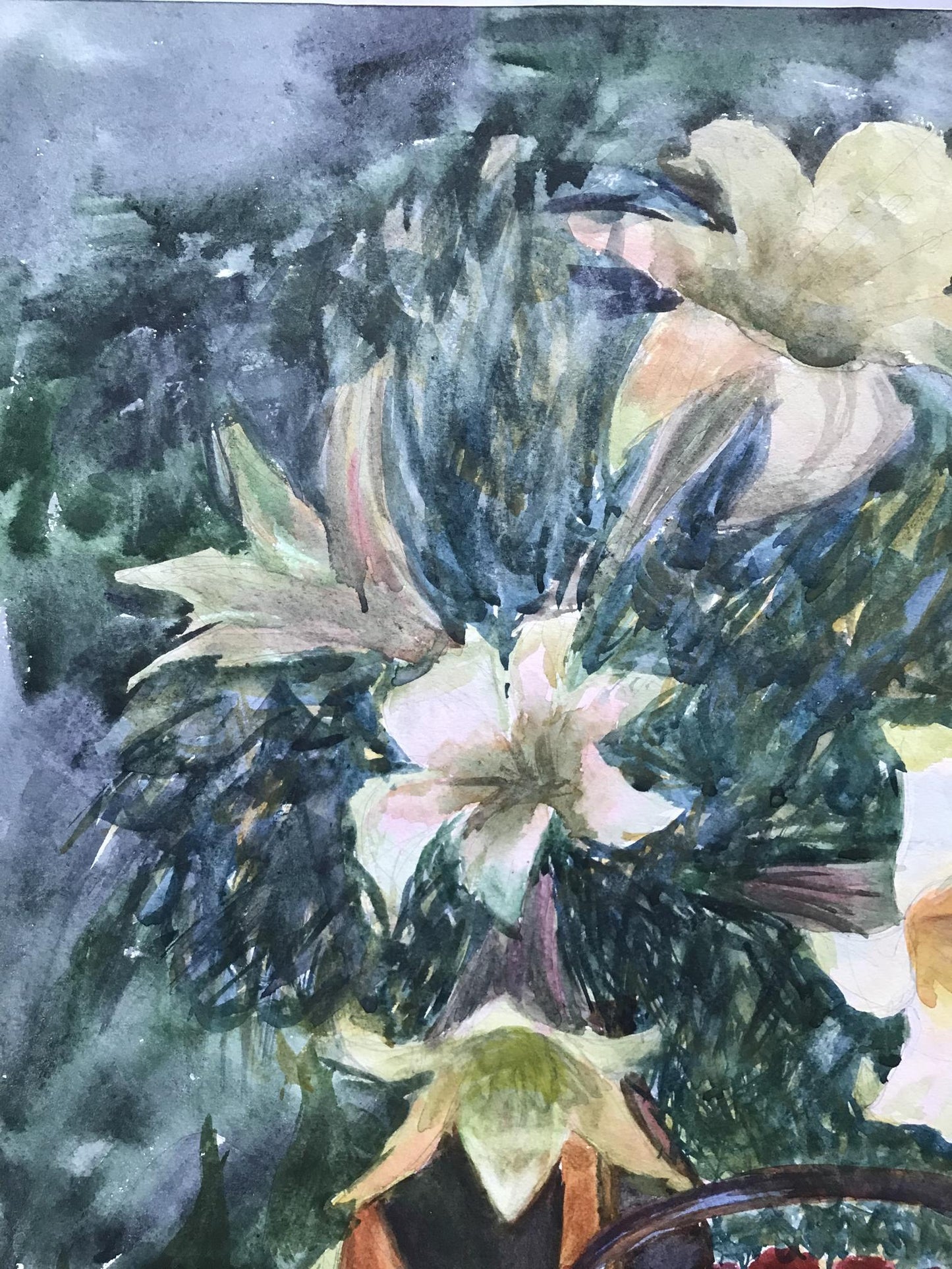 Watercolor painting Flowers and fruits Unknown artist