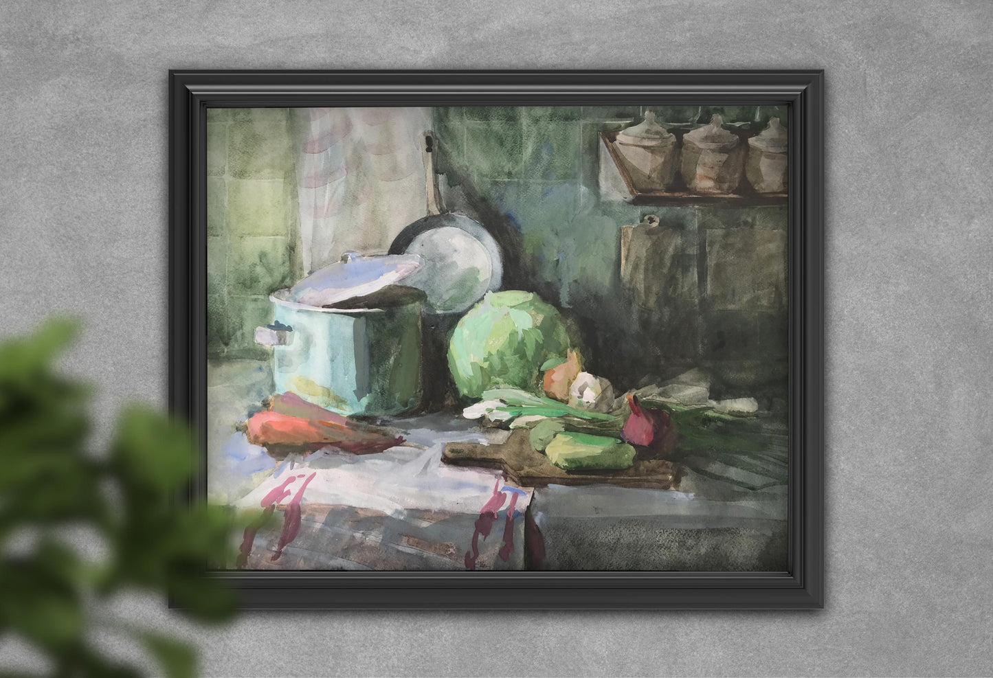 Watercolor painting Food preparation Unknown artist