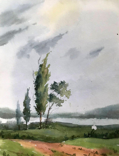 Watercolor painting Summer rainy day Unknown artist