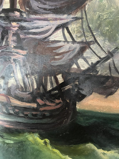 Oil painting Ships at sea Alexander Arkadievich Litvinov