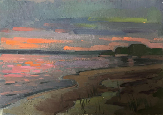 Oil painting Sunset on the coast Peter Dobrev