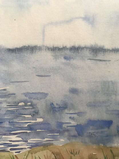 Experience the calmness of the sea with this watercolor painting, "Seascape"