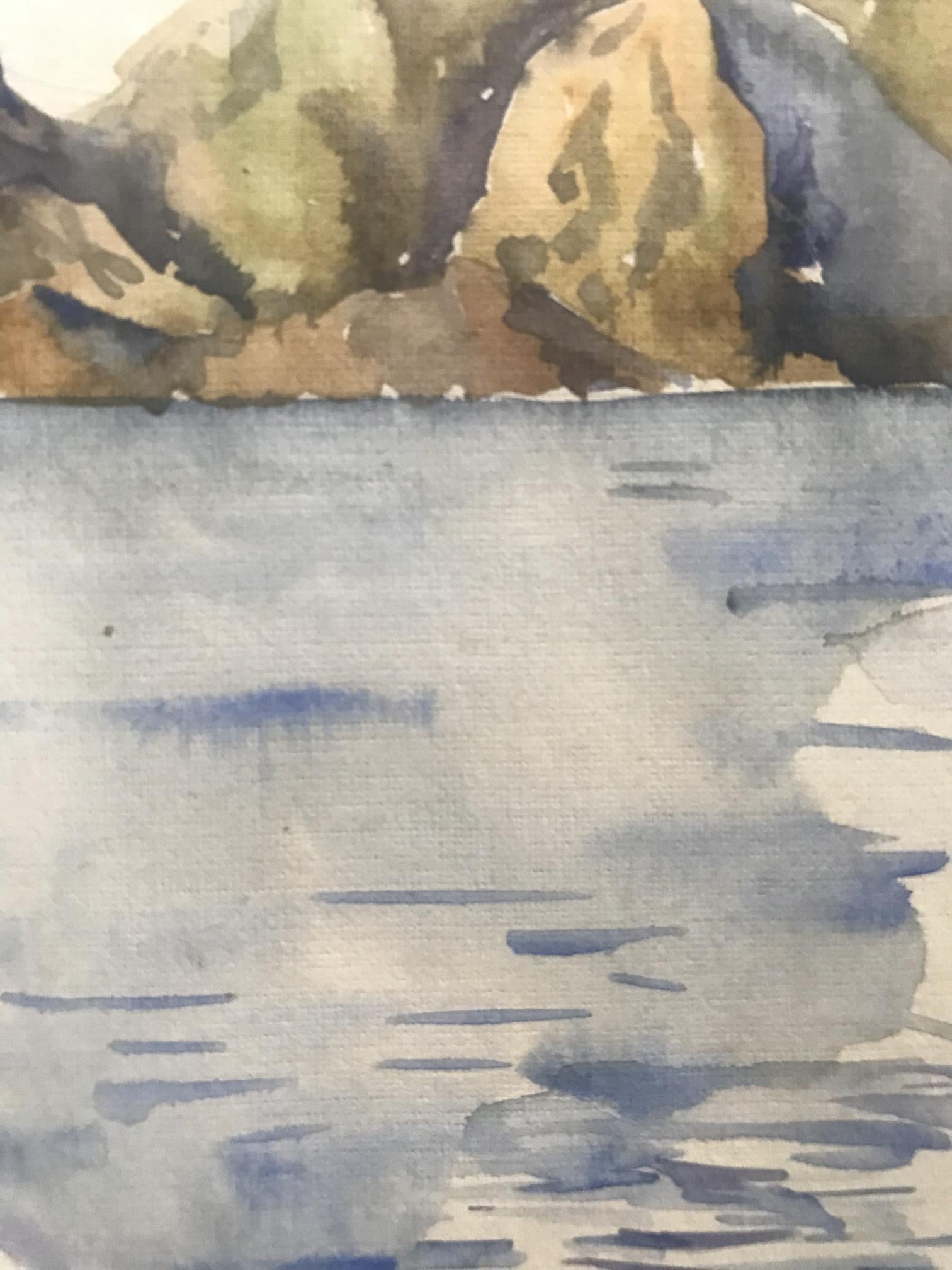 The beauty of the ocean is depicted in this watercolor painting, "Seascape"