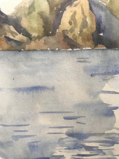 The beauty of the ocean is depicted in this watercolor painting, "Seascape"