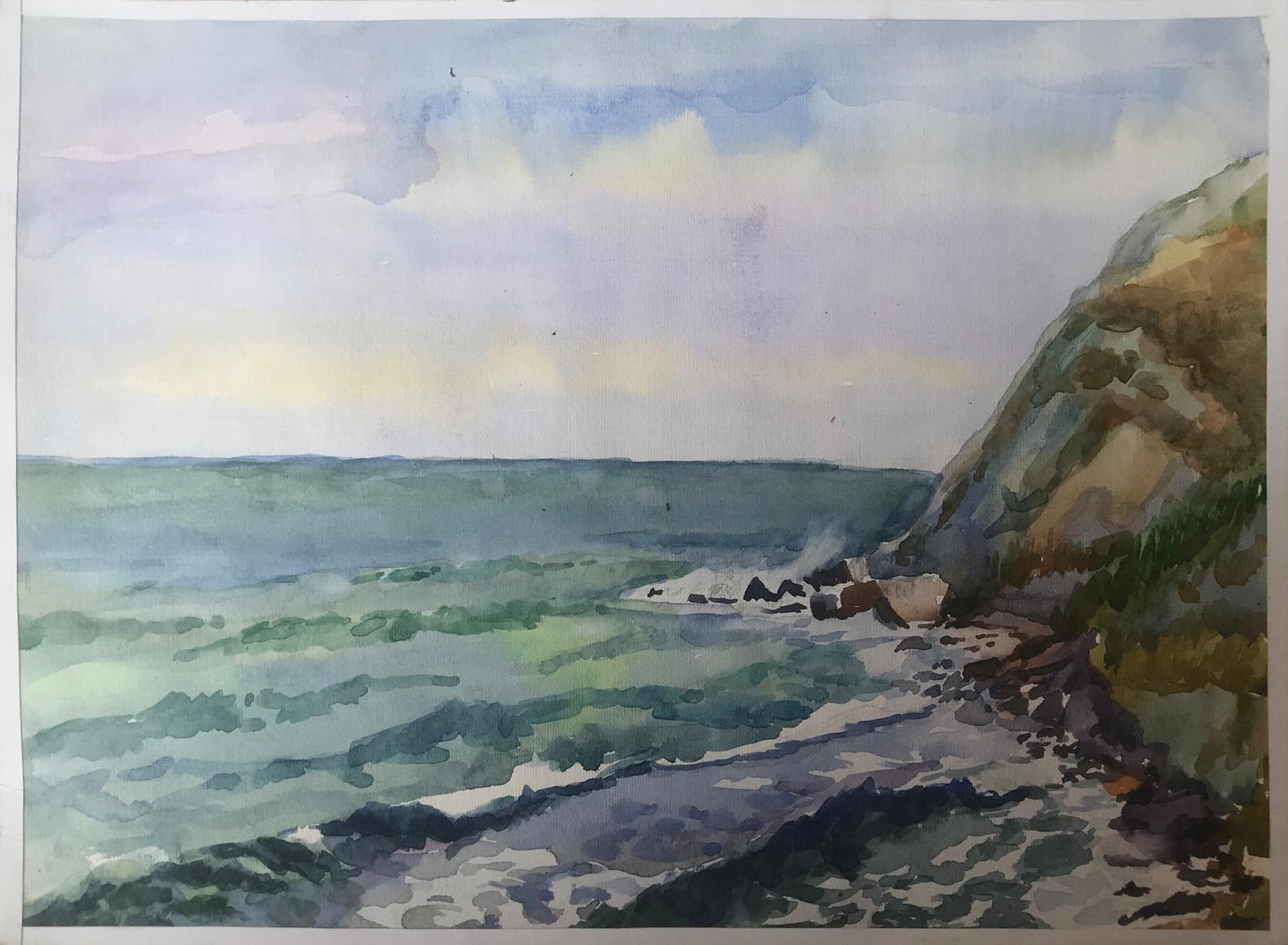 Watercolor painting Sea waves Unknown artist