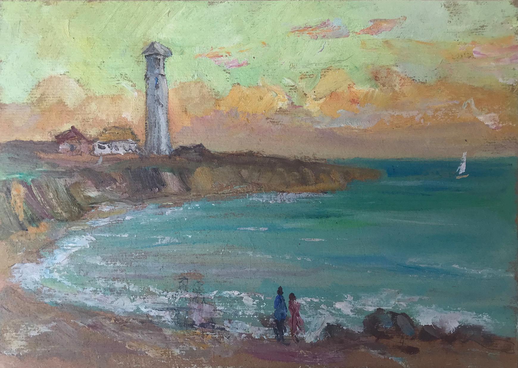 Oil painting Evening near the lighthouse Wihyrovskii Victor