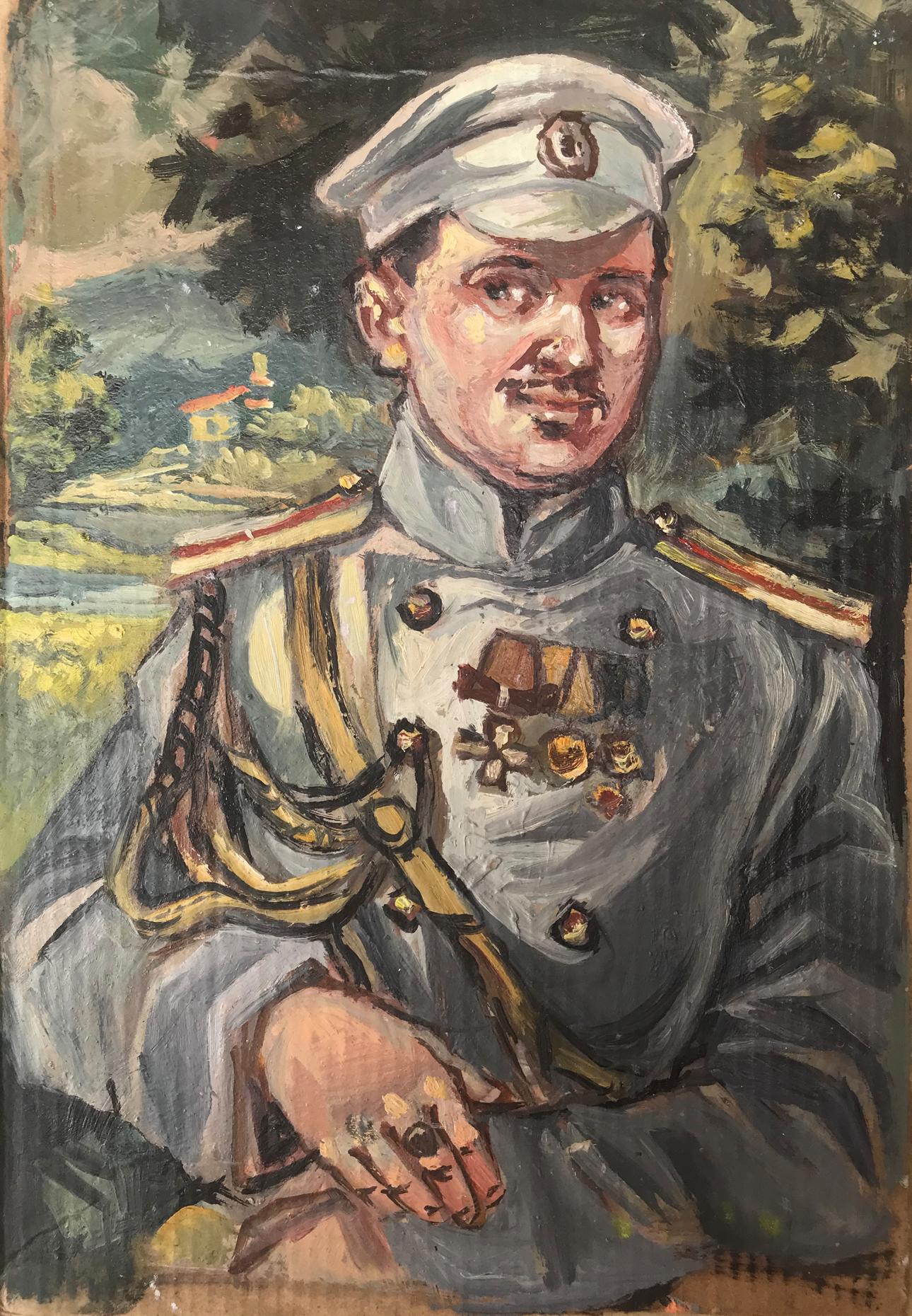 Oil painting Portrait of an officer Alexander Litvinov