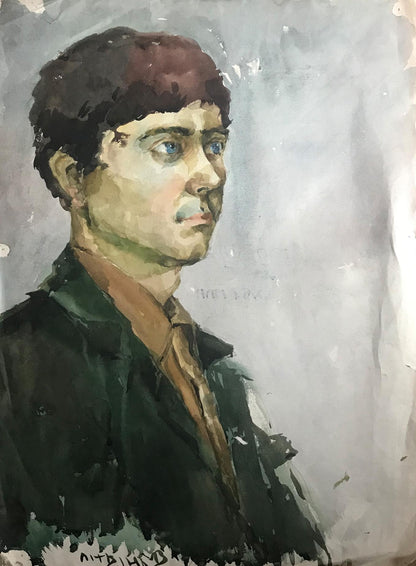 Watercolor painting Father portrait Alexander Arkadievich Litvinov