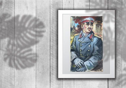 Oil painting Portrait of a soldier in uniform Alexander Litvinov
