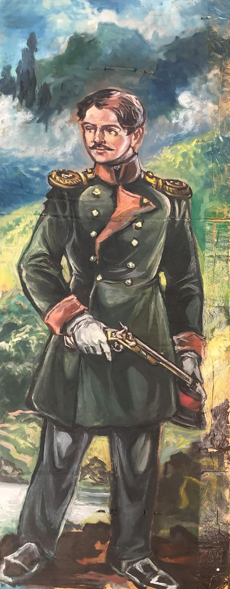 Oil painting Full length portrait of a soldier Alexander Arkadievich Litvinov