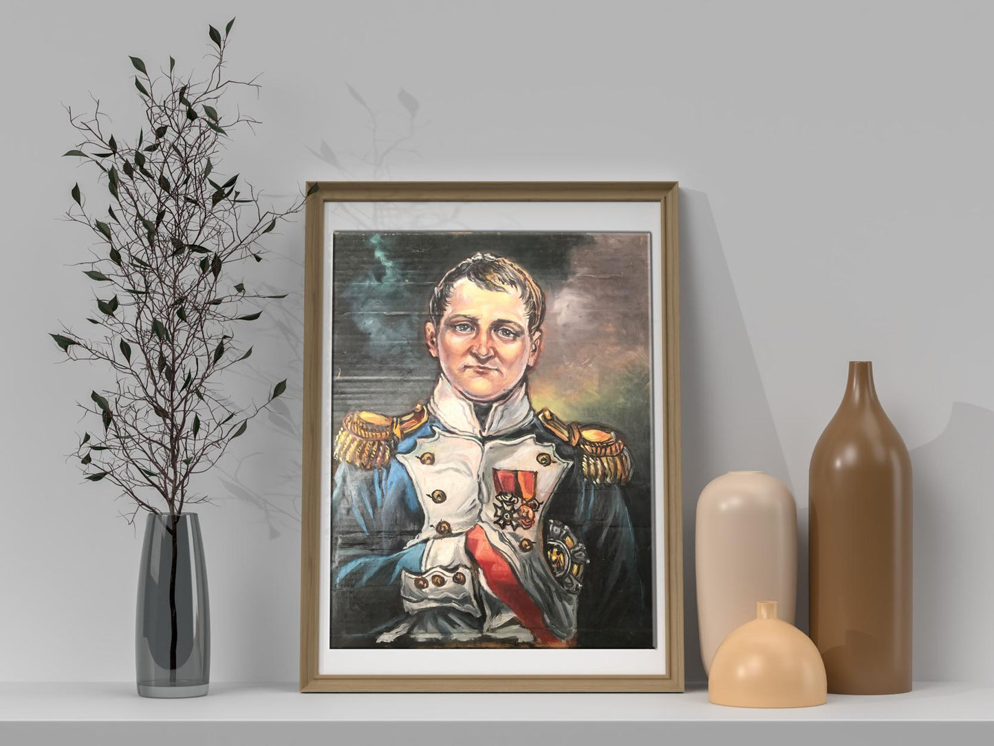 Alexander Litvinov presents an oil painting depicting a military portrait of Napoleon