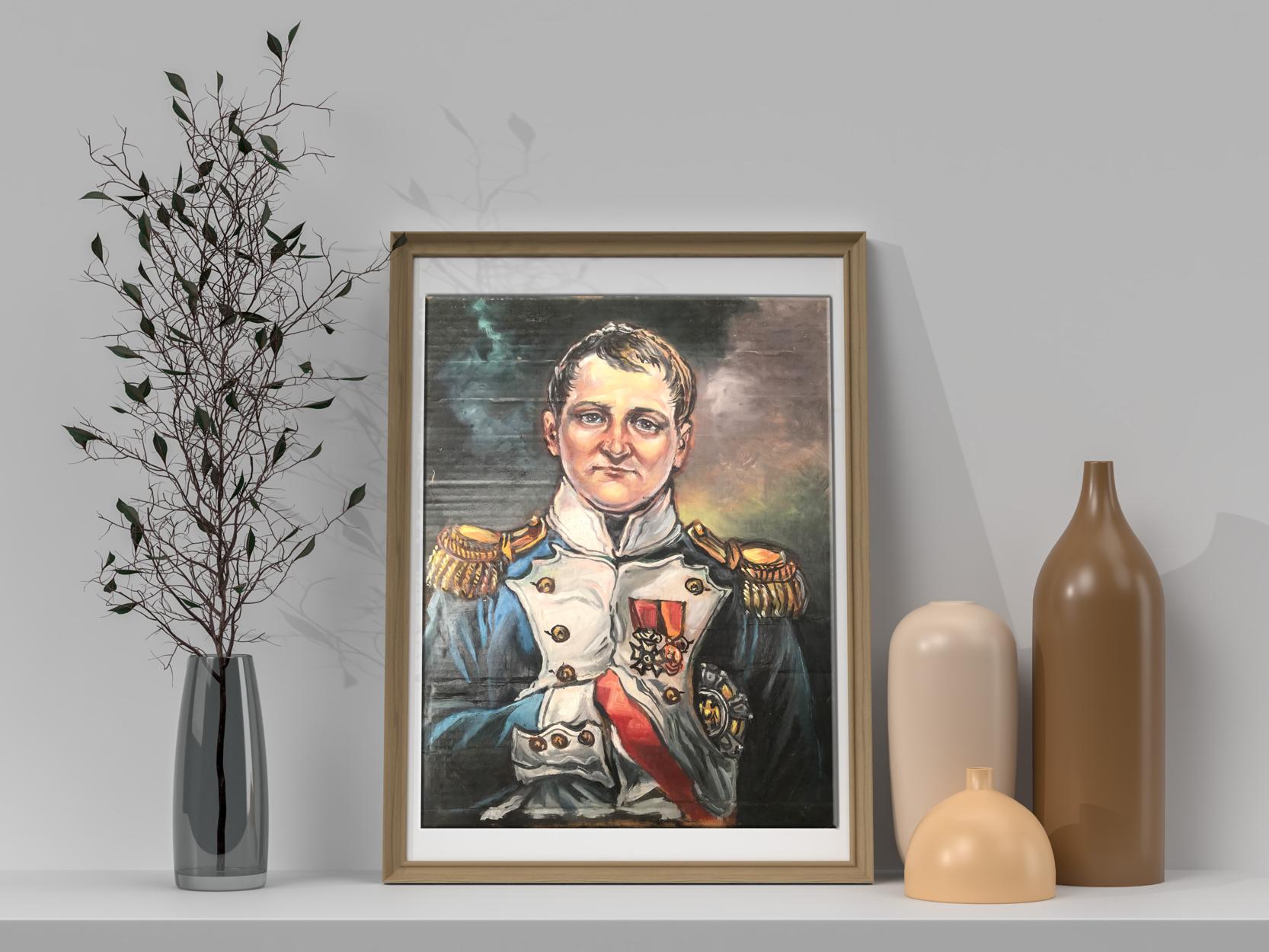Alexander Litvinov presents an oil painting depicting a military portrait of Napoleon