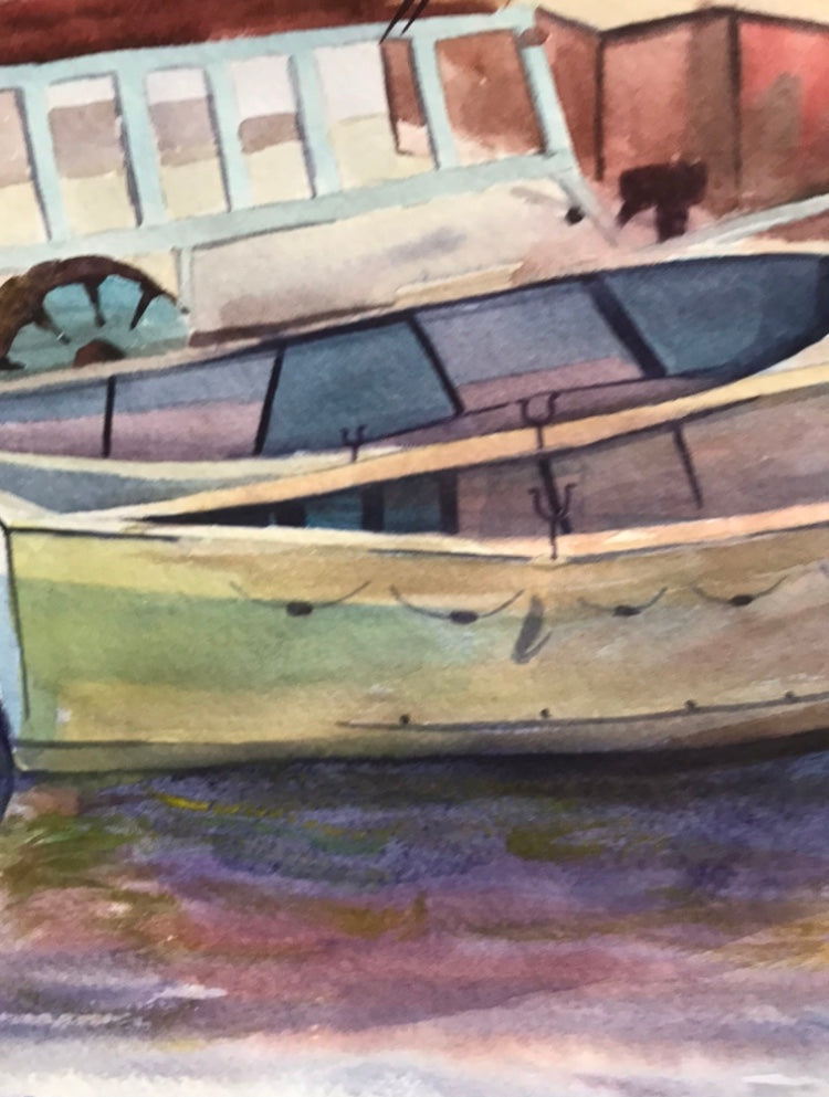 Watercolor painting Boat dock Dziuba K.