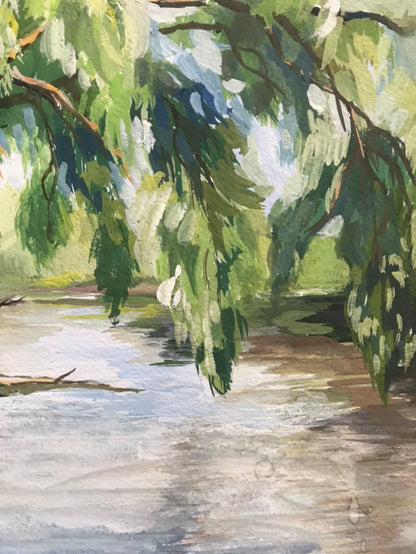 Oil painting City river Unknown artist