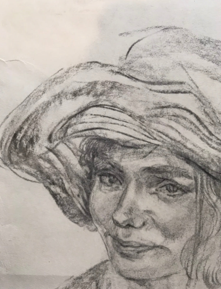 Pencils painting Portrait of a woman Wihyrovskii Victor