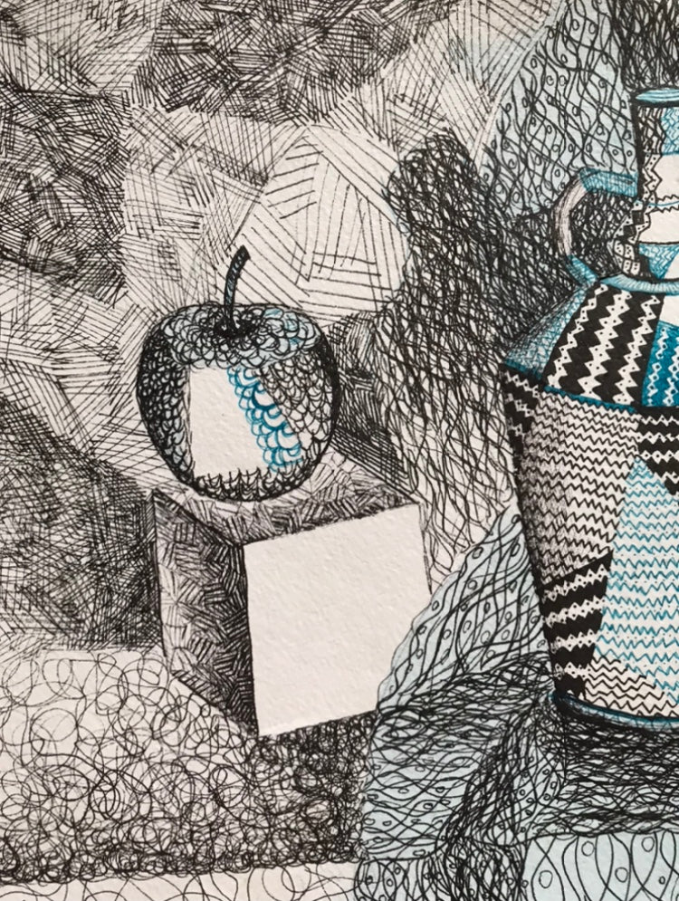 A mysterious artist's rendition of a home interior in abstract pen strokes