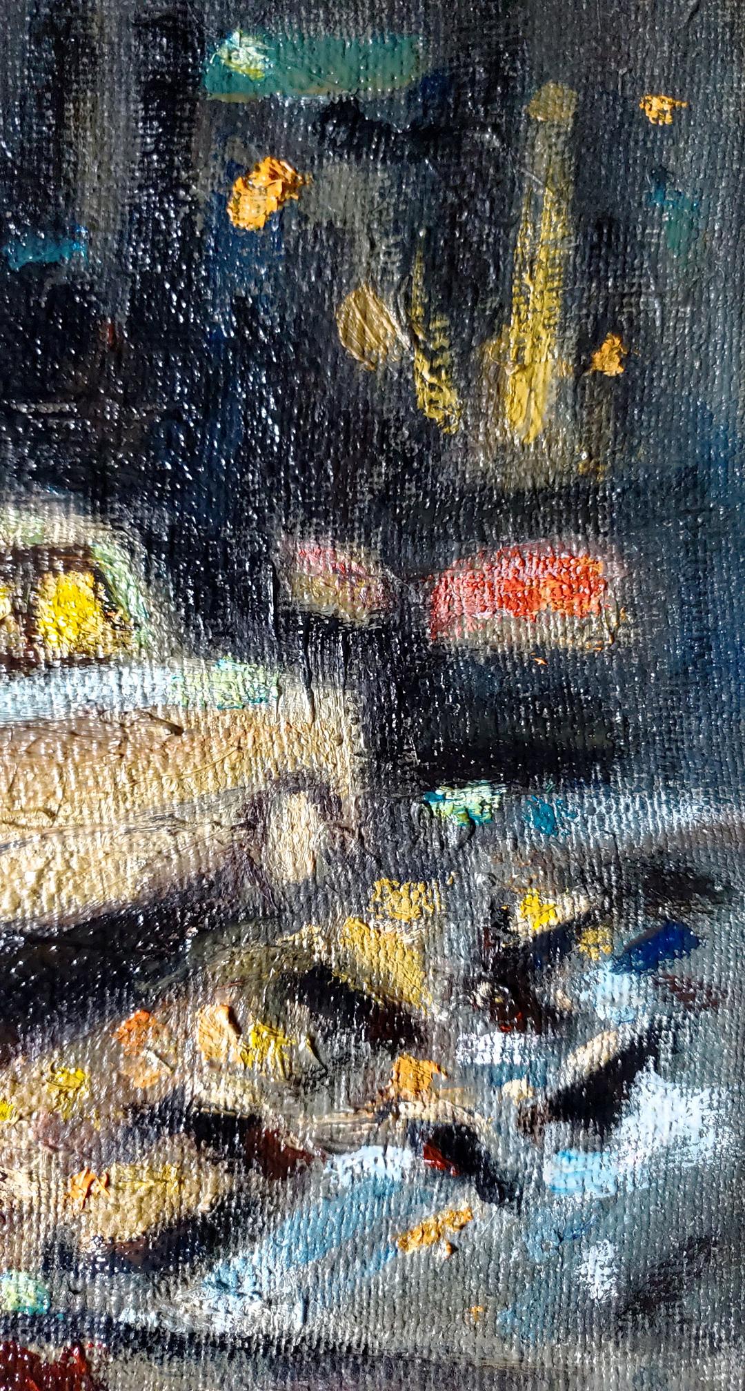In Litvinov Daniil Olegovich's oil painting, rain dominates the scene