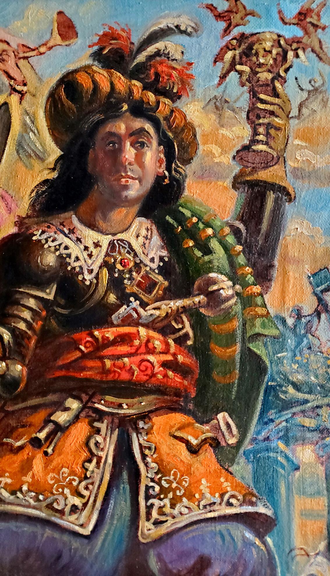 Oil painting Self portrait in 17th century costume Daniil Litvinov