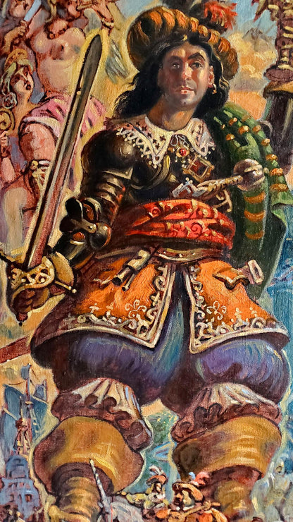 Oil painting Self portrait in 17th century costume Daniil Litvinov