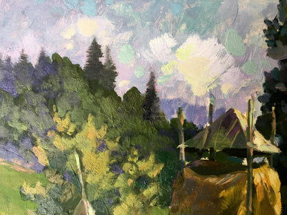 Oil painting On the outskirts Batrakov Vladimir Grigorievich