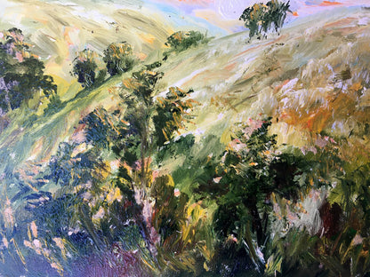 Oil painting Mountain fields Unknown artist