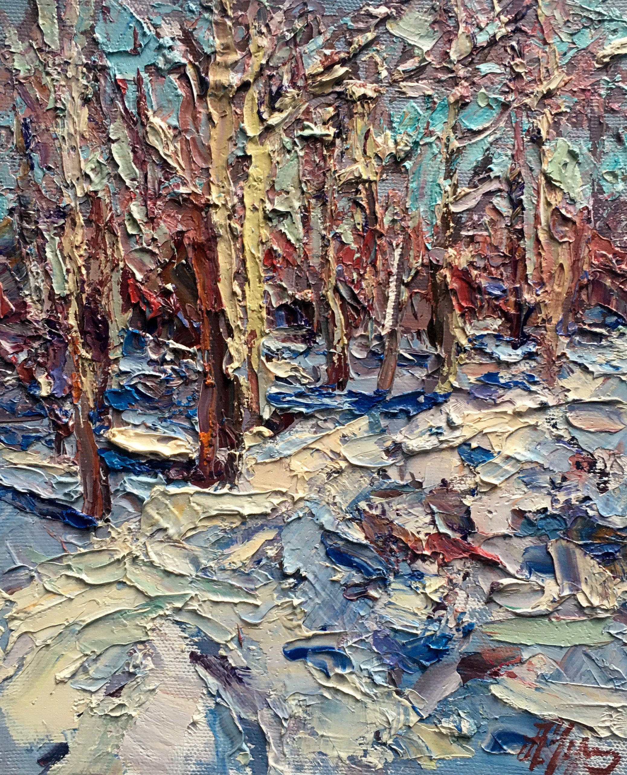 Oil painting Forest covered with snow Alexander Cherednichenko