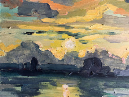 Oil painting Sunset on the river Svetlana Gramm