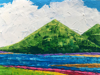 Oil painting Cloudy Mountain Landscape V. Zadorozhnya