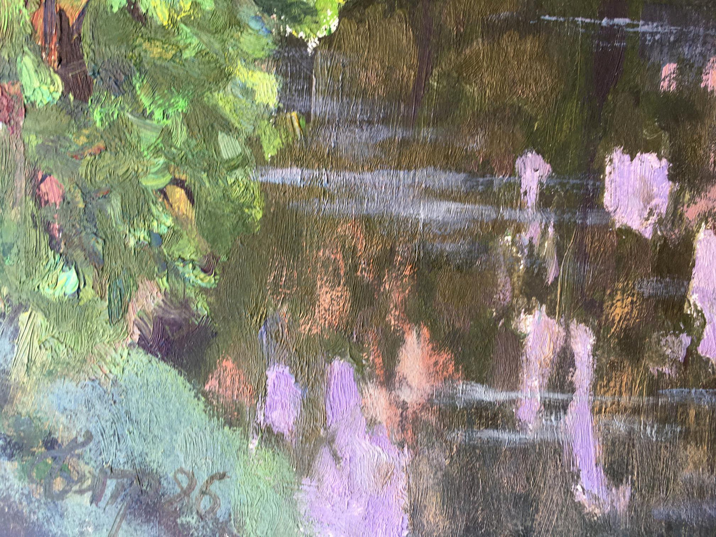 Oil painting Spring lake in the forest Vladimir Batrakov