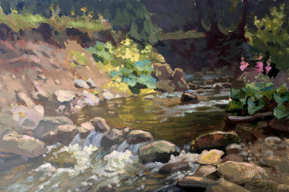 Oil painting Stream in the Carpathians Batrakov Vladimir Grigorievich