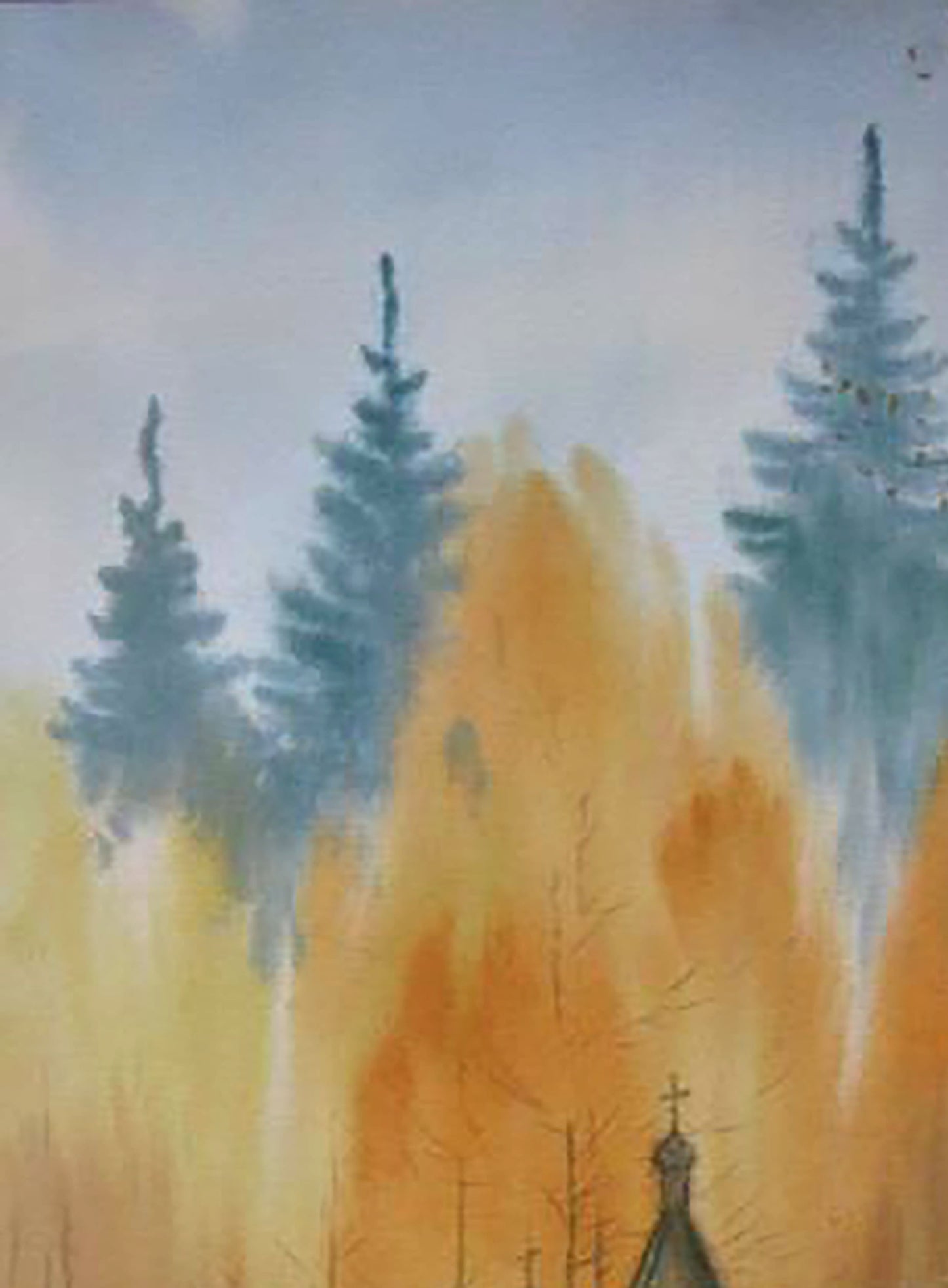 Watercolor painting Autumn in captivity Savenets Valery