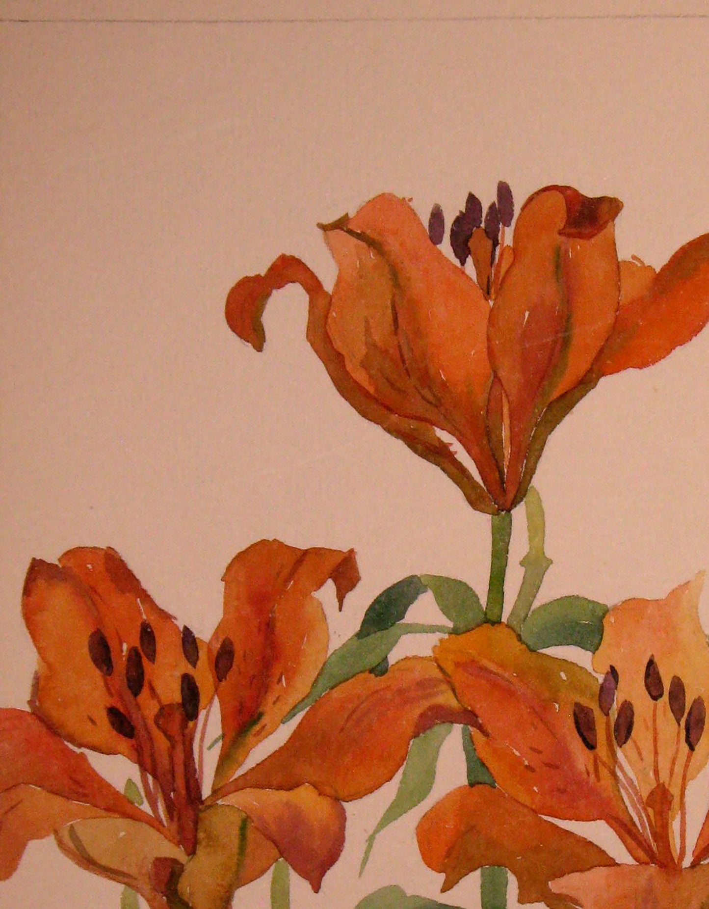 Watercolor painting Lilies Savenets Valery