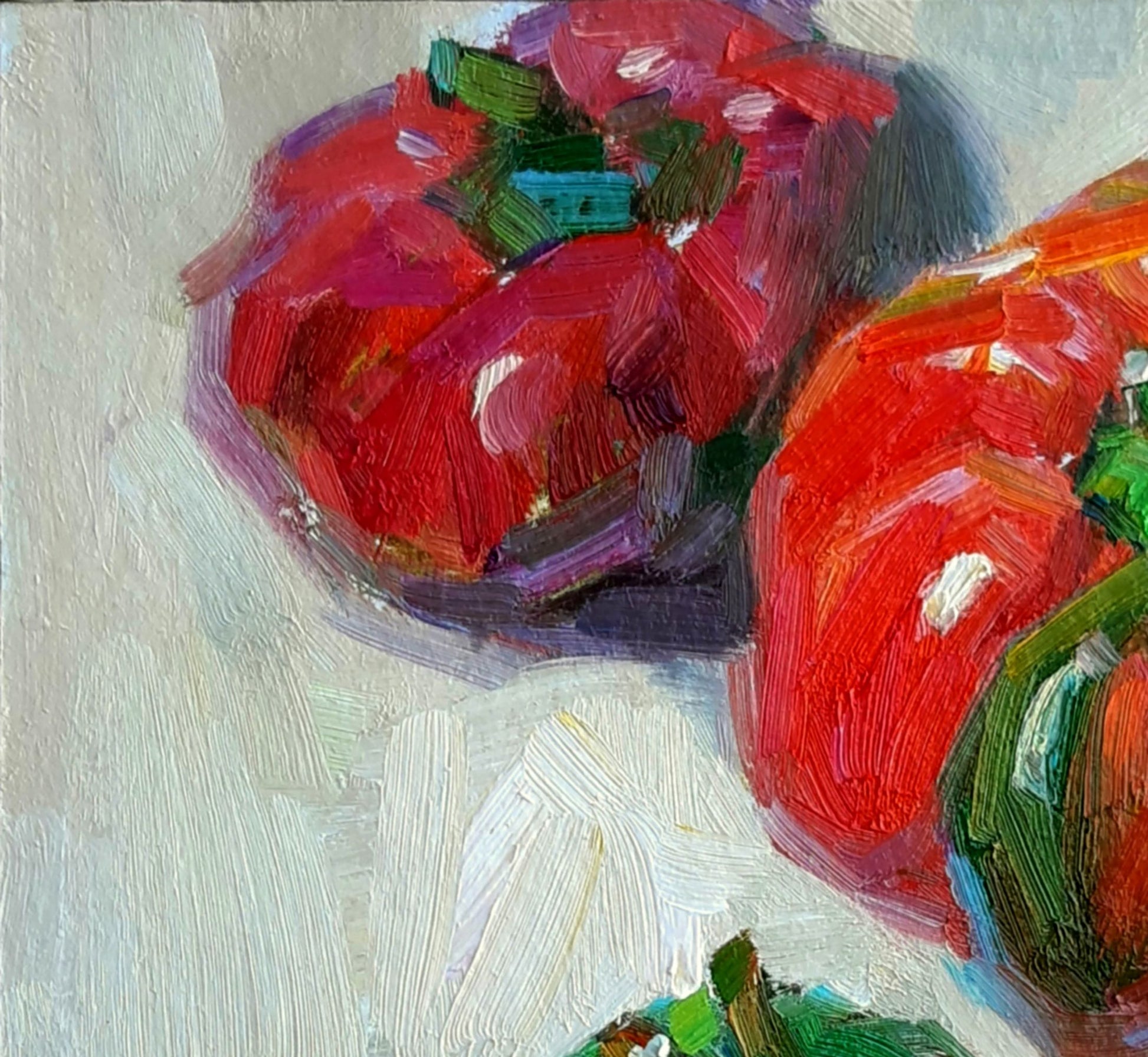 Oli painting Red peppers still life Pereta Vyacheslav