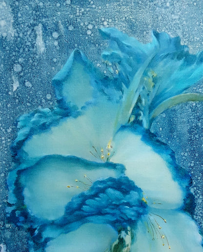 Oil painting Blue delicate flower Vasily Korkishko