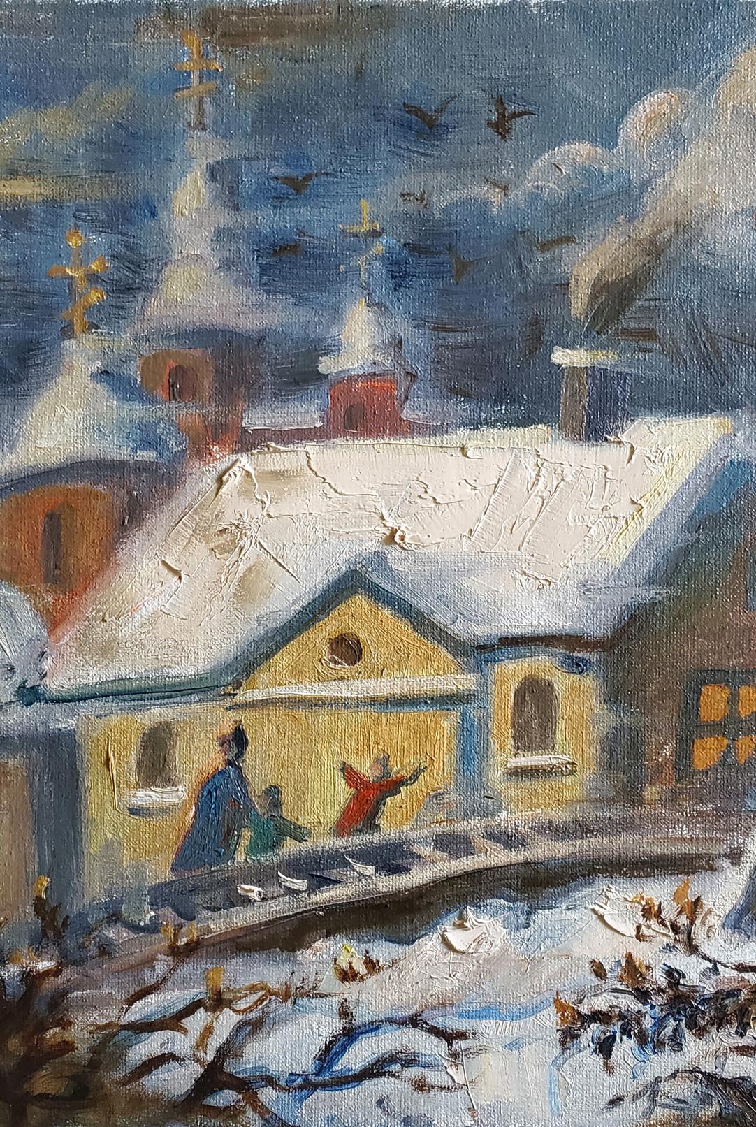 Oil painting House near the railway Litvinov Daniil Olegovich