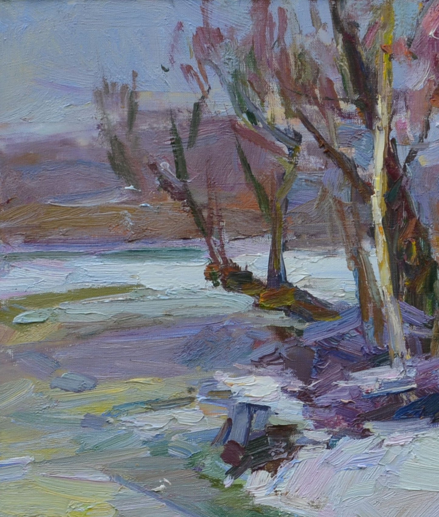 Pereta Vyacheslav's oil painting captures the riverside