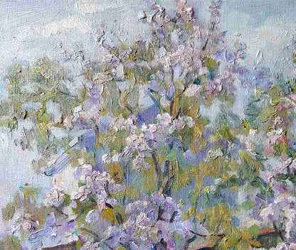Oil painting Flowering trees in the garden Ivan Kovalenko
