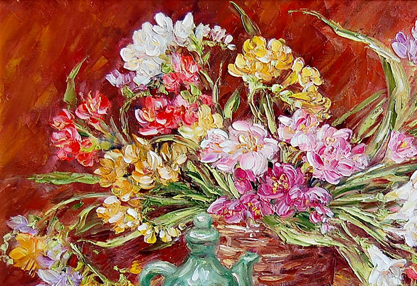 Oil painting Flowers still life  