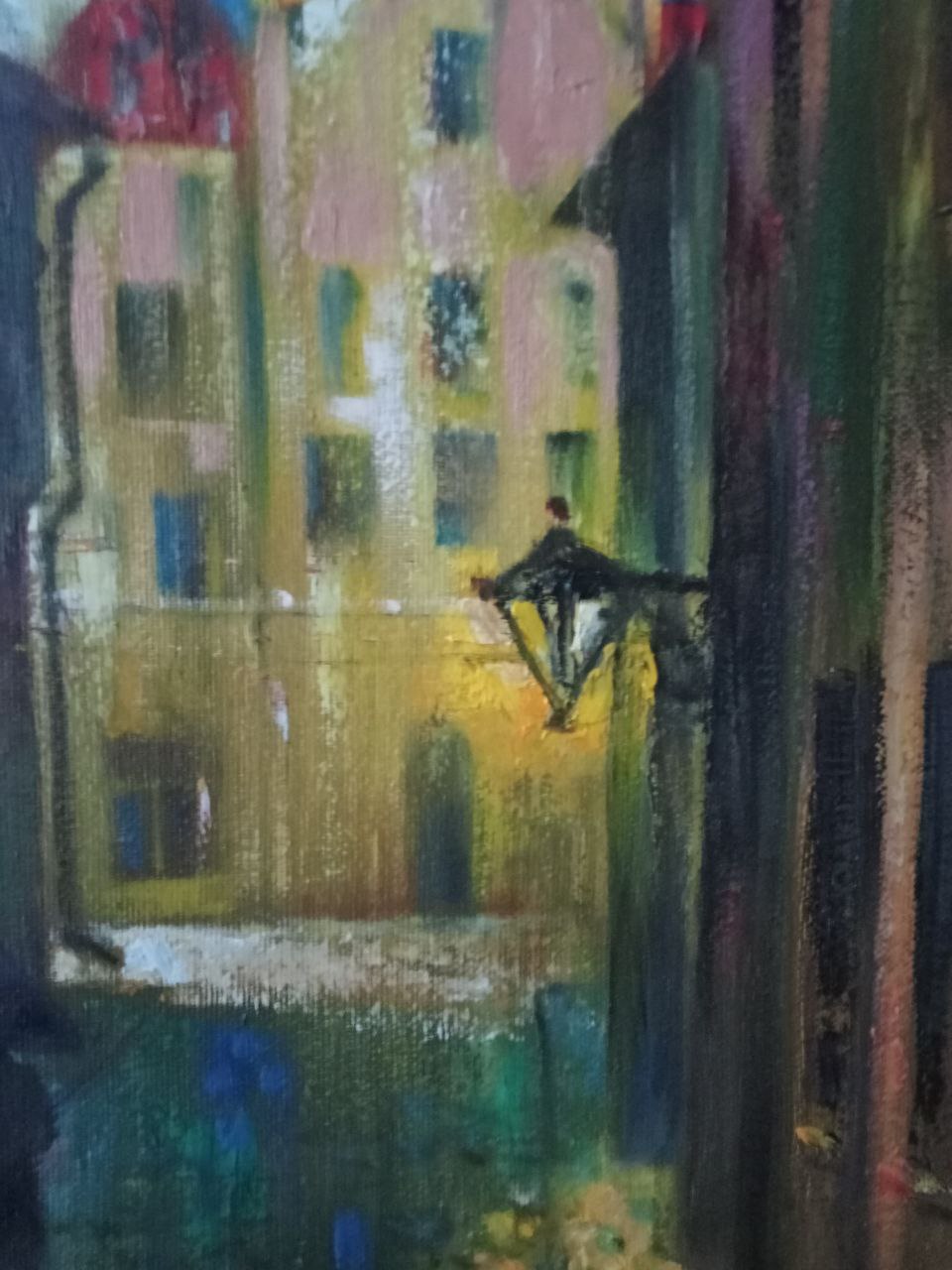 Oil painting Night city