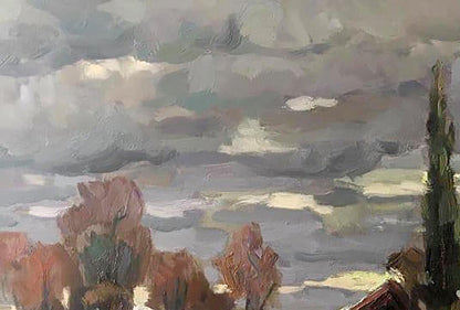 Oil painting Evening cold