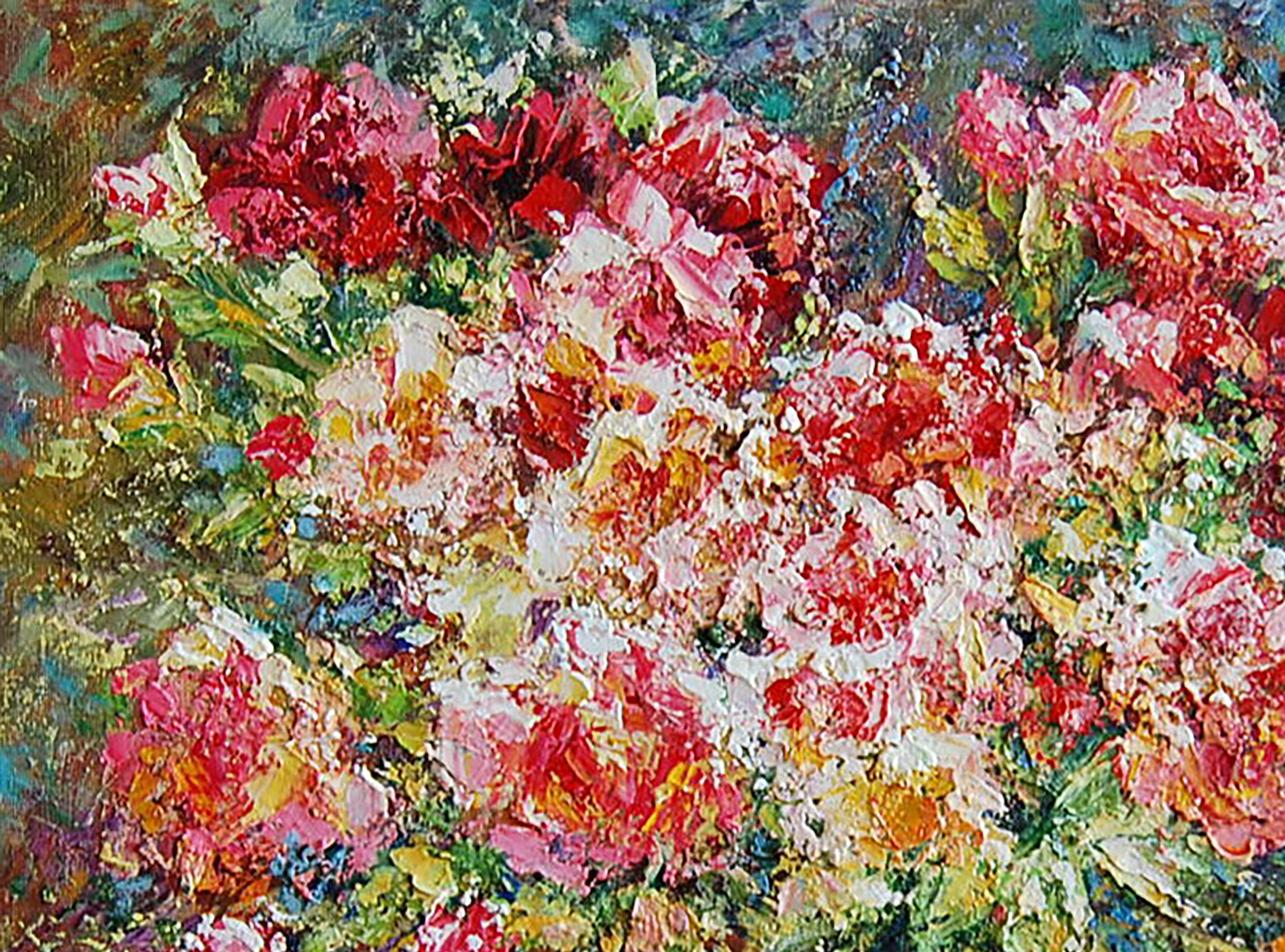 Oil painting Roses Bouquet of Flowers  
