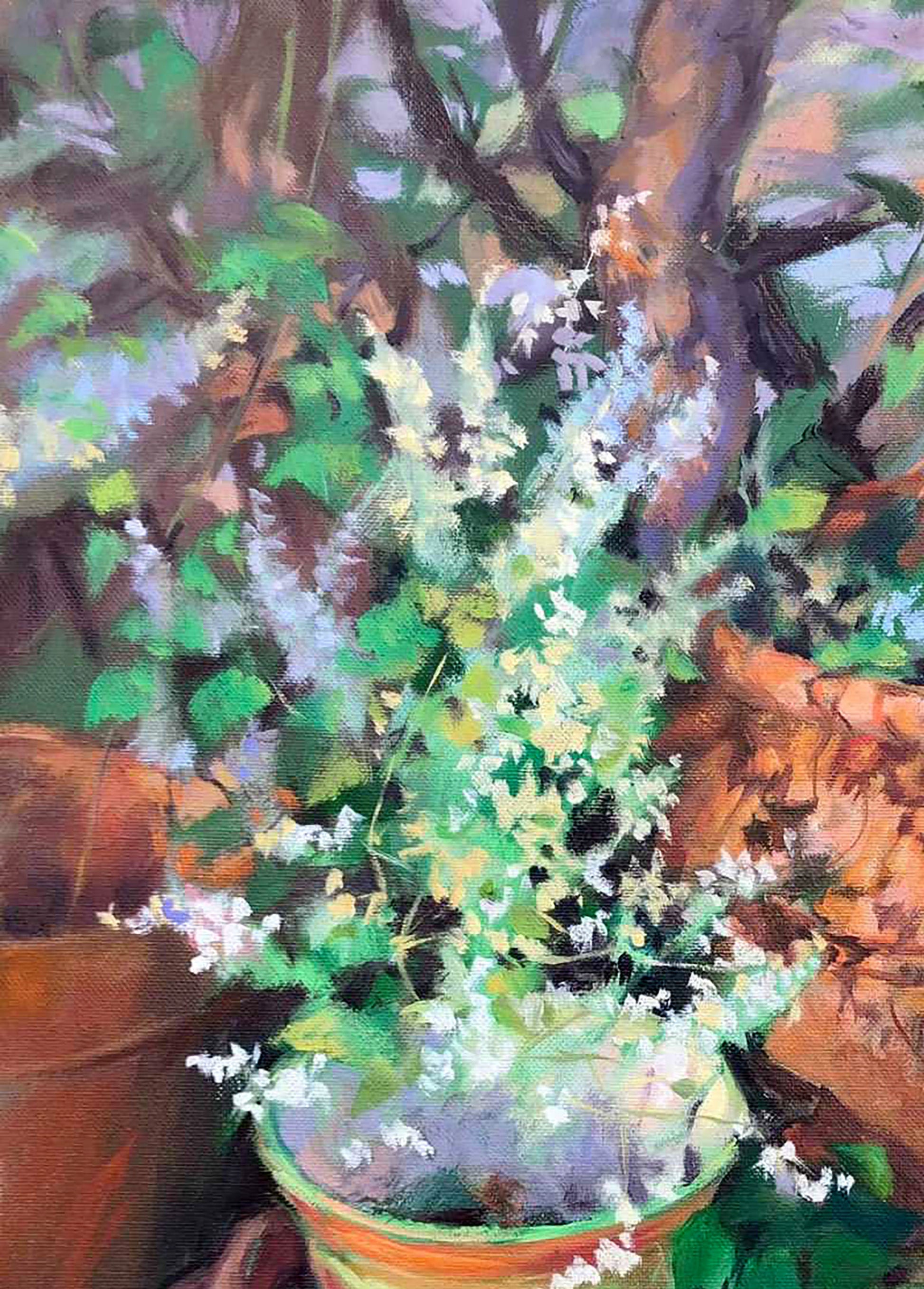 Osnach's "Fallopia" oil artwork, showcasing dynamic floral forms.