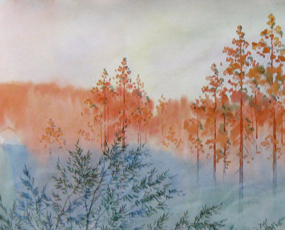 Morning with Fog: a watercolor painting by Valery Savenets