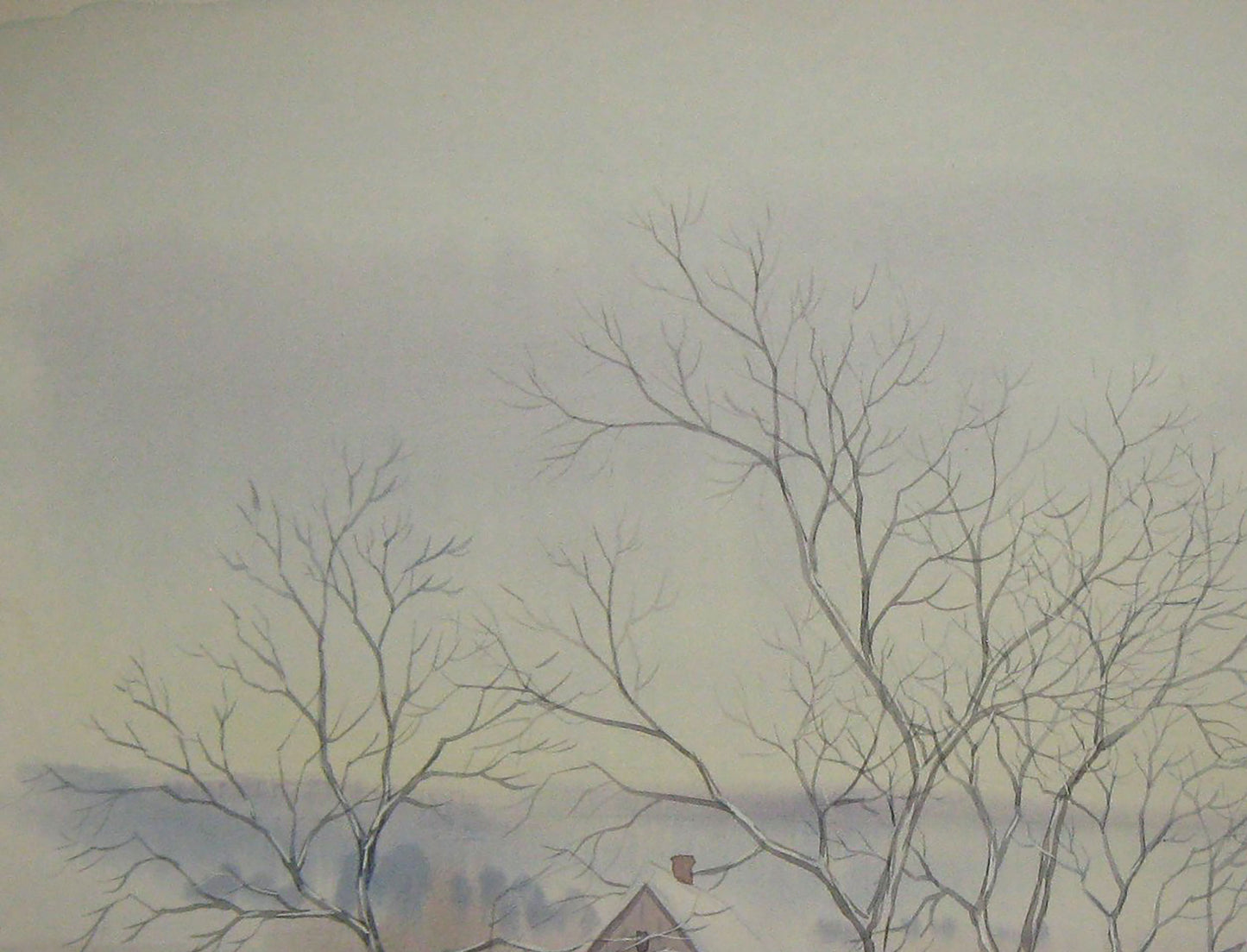 Watercolor painting In the middle of winter Savenets Valery