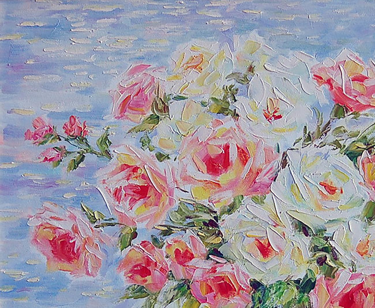 Oil painting Roses Flowers still life  