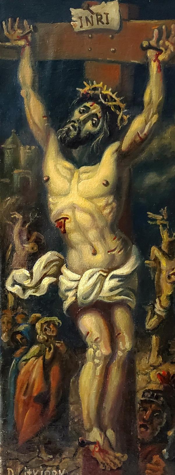 Oil painting Crucifixion and faith Daniil Litvinov