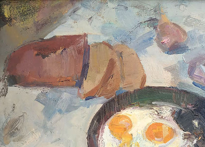 Oil painting Scrambled eggs still life  Mazur Vladimir