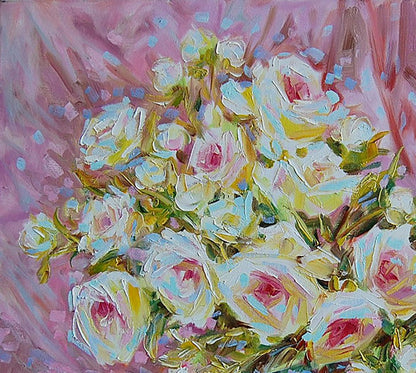 Oil painting Roses Flowers still life  