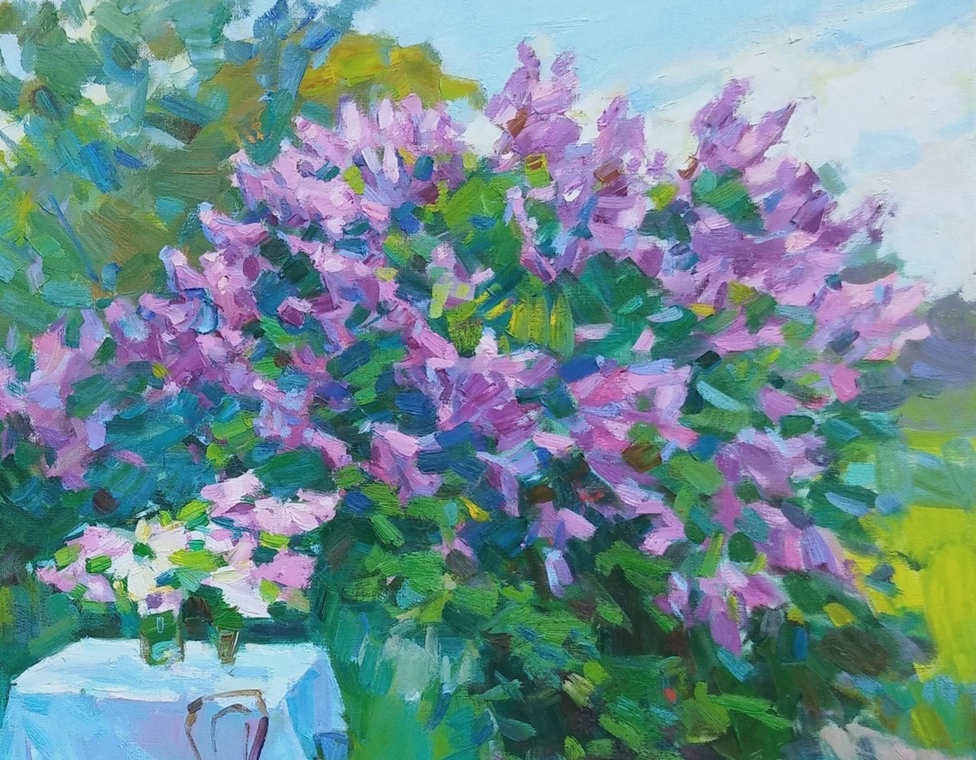 Oil painting Lilac Flowers  blossoms Pereta Vyacheslav